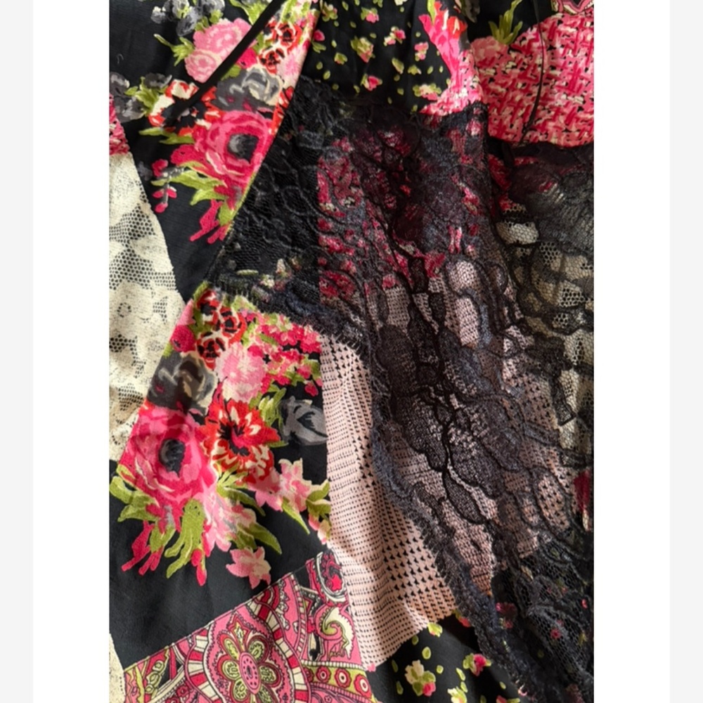 Vintage 90s Patchwork Dress Lace Floral Whimsigoth Practical Magic Fairy Midi - Picture 3 of 5